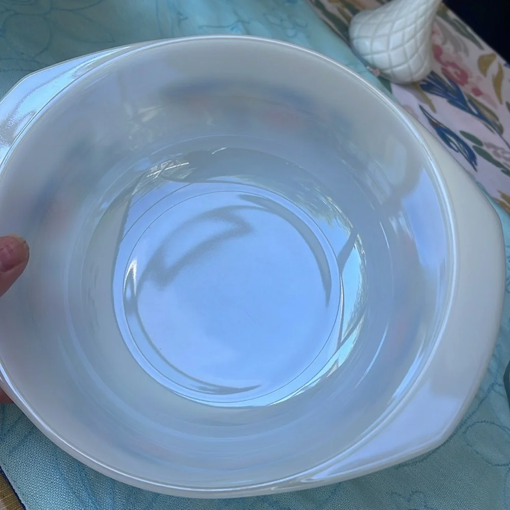 Vintage Arcuisine France milk glass dish with lid